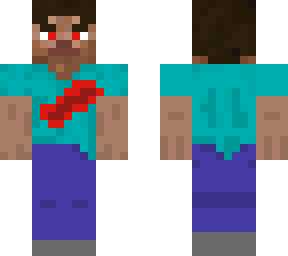 evil steve with  sword wound