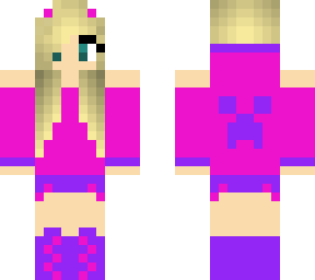 blonde girl in pink creeper outfit
