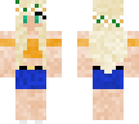 blonde girl with shorts blue green eyes and cropped top. flower crown.