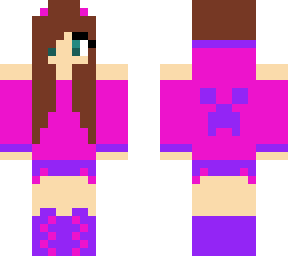 brunette girl in pink creeper outfit