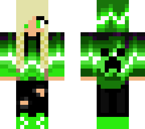 electric green creeper hoodie girl