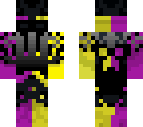 enderman in a purple and yellow hoodie