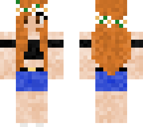 ginger girl with brown eyes and orange hair with a flowercrown and crop and shor
