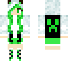 green panda girl with creeper outfit