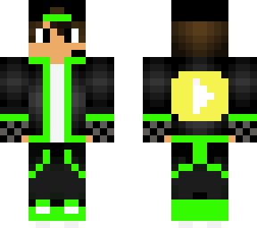 green youtuber whit golden play butten