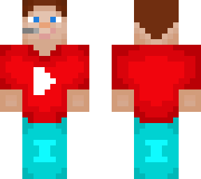 man with playbutton shirt