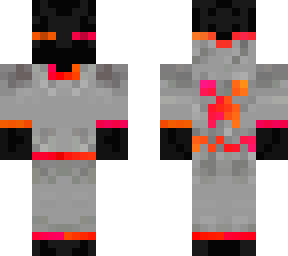 orange and hot pink enderman wearing a jumper