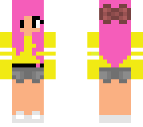 pink haired girl in yellow outfit