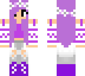 purple haired girl with purple outfit
