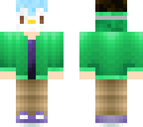 green hoodie with penguin mask