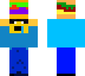 noob steve holding a cheeseburger