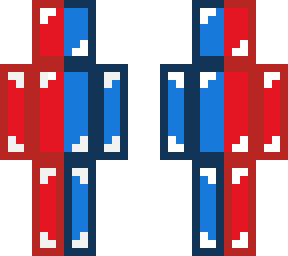 red and blue skin
