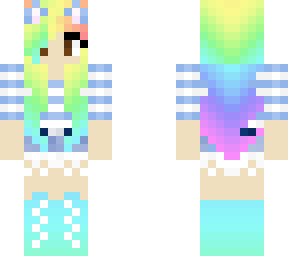 cute rainbow-hair cat girl