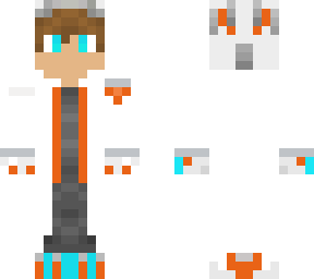 orange blue fire dragon boy with a lab coat