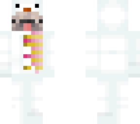 girly pug dressed up in a snowman suit.