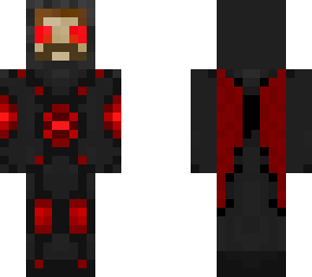 red power suit with mustache