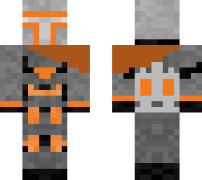 silver and orange mandalorian