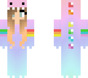 top: cute girl with unicorn hoodie. under: cute girl with rainbow blue body