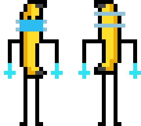 banana skin with mask and gloves