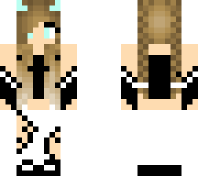 demon girl,black and white,brown hair