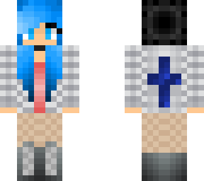 emo girl with blue hair and blue cross