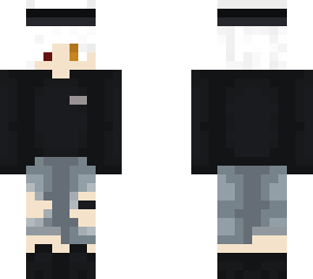white haired boy black outfit