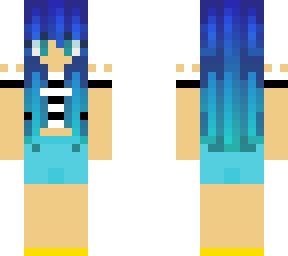 ocean hair girl with striped shirt and shorts and yellow sandals