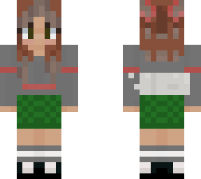 short haired girl green skirt