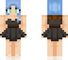 blue hair girl black dress