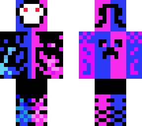pink and blue fire demon