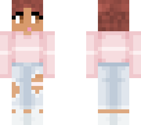 pink shirt ripped jeans (clothes not mine) hair, face, skin are mine