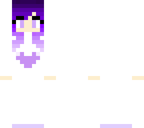 purple haired girl in a white hoodie with purple heart