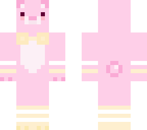 simple pink bear with yellow accessories