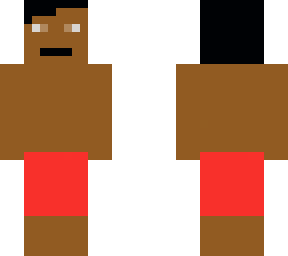 tan boy with red swim trunks