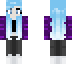 cute blue hair and purple jacket
