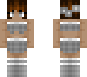 girl - gray tanktop w/ skirt - short brunette hair