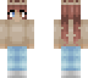 girl - pastel brown sweater - brown pigtails