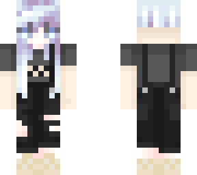 girl in black dungarees