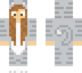 grey cat girl with brown hair