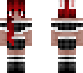 ob - black & white fluffy outfit - redhead