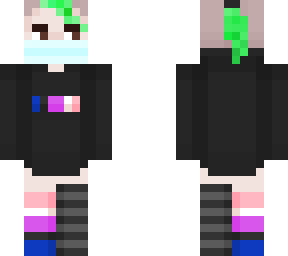 punk kid with green hair and a ponytails