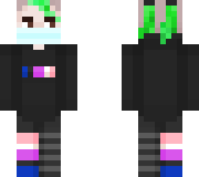 punk kid with green hair and two ponytails