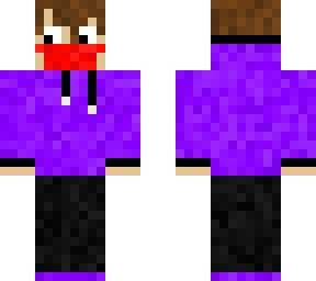 purple hoodie man with mask