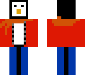 penguin in winter attire