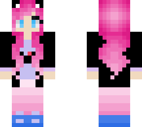 pink haired, blue eyed girl