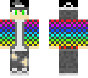rainbow pixel jacket with dark ripped jeans