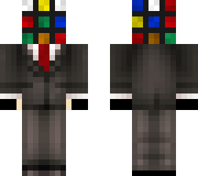 rubik cube man in a tuxedo/business suit