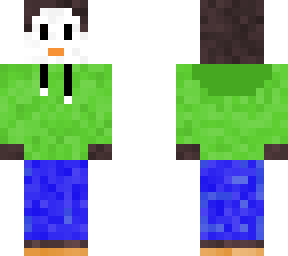 penguin in green hoodie