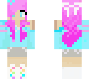 Rainbow girl with a cute bow | Minecraft Skin