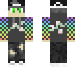 rainbow pixel and rose hoodie with dark ripped jeans